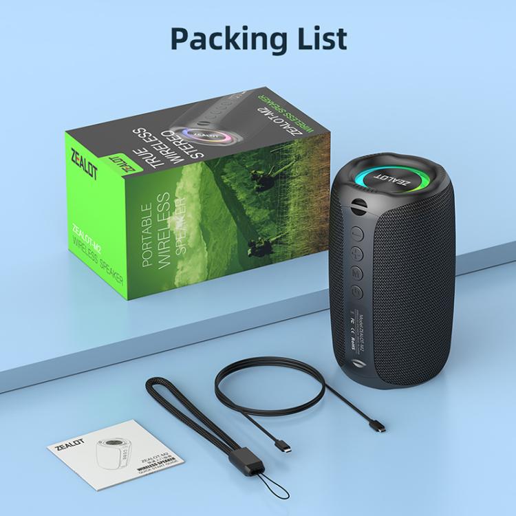 Zealot M2 8W Portable Outdoor RGB Bluetooth Speaker, without Microphone