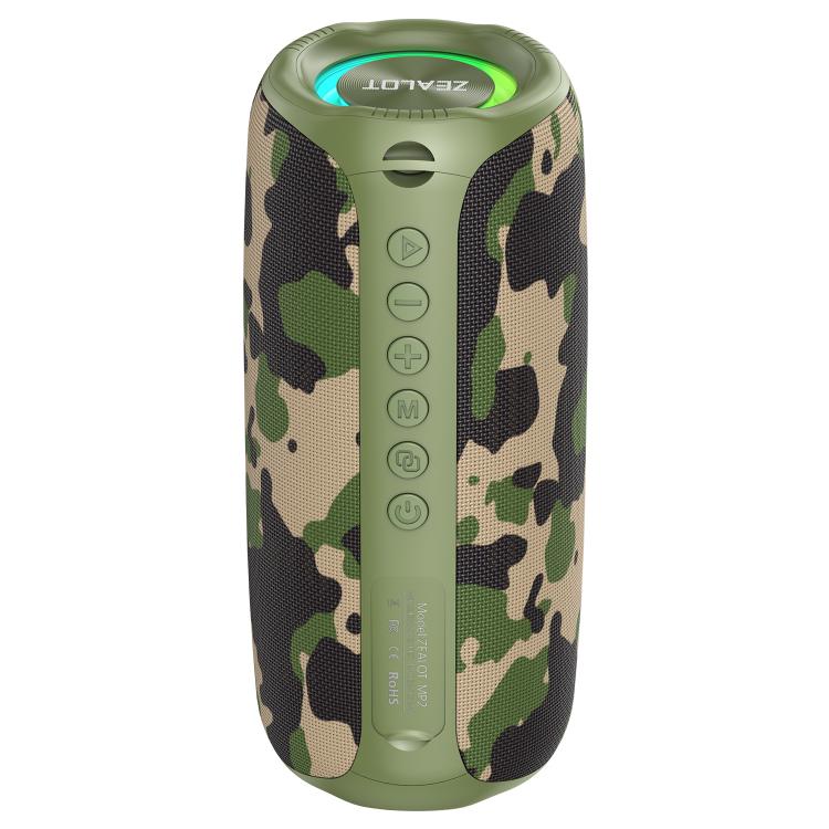 Zealot MP2 20W Portable Outdoor RGB Bluetooth Speaker, without Microphone(Blue), without Microphone(Camouflage), without Microphone(Black)