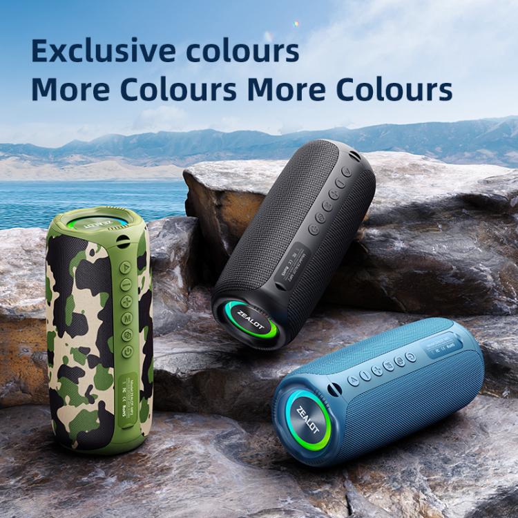Zealot MP2 20W Portable Outdoor RGB Bluetooth Speaker, without Microphone(Blue), without Microphone(Camouflage), without Microphone(Black)
