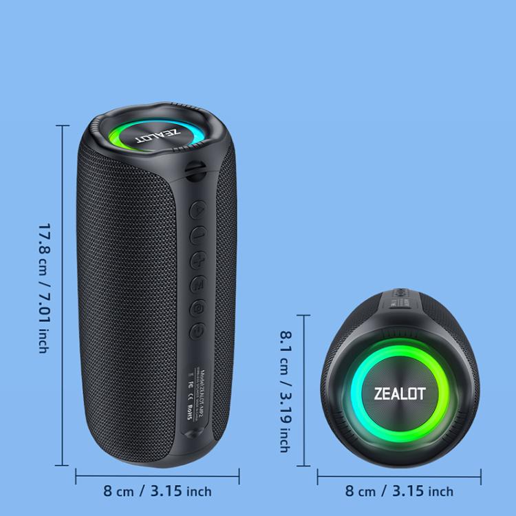 Zealot MP2 20W Portable Outdoor RGB Bluetooth Speaker, without Microphone(Blue), without Microphone(Camouflage), without Microphone(Black)