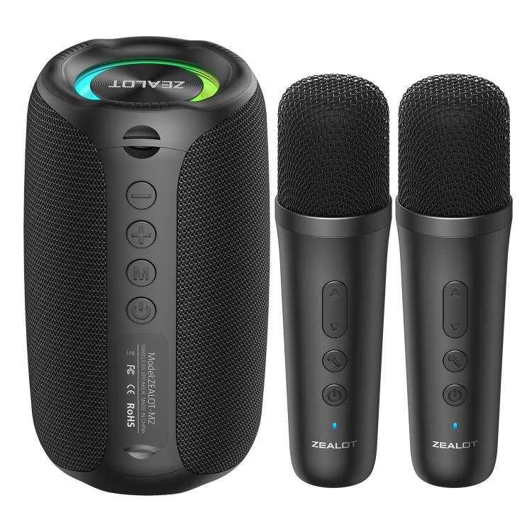 Zealot M2 8W Portable Outdoor RGB Bluetooth Speaker, with 2pcs Microphones, with 1pc Microphone