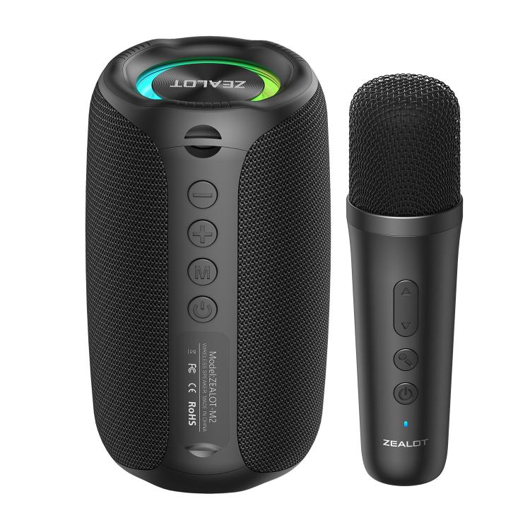 Zealot M2 8W Portable Outdoor RGB Bluetooth Speaker, with 2pcs Microphones, with 1pc Microphone