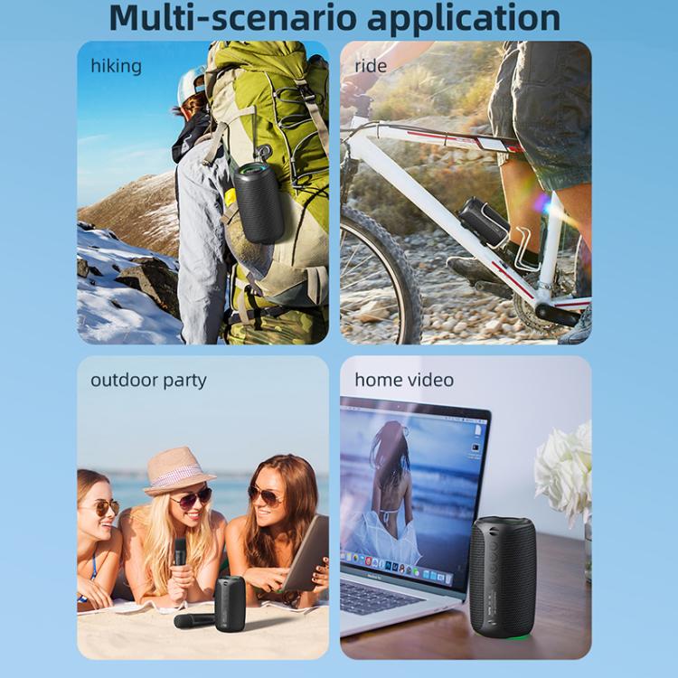 Zealot M2 8W Portable Outdoor RGB Bluetooth Speaker, with 2pcs Microphones, with 1pc Microphone