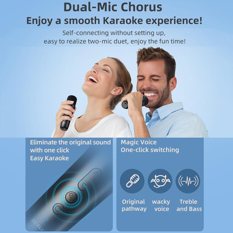 Zealot M2 8W Portable Outdoor RGB Bluetooth Speaker, with 2pcs Microphones, with 1pc Microphone