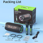 Zealot S76 50W Portable Outdoor RGB Bluetooth Speaker, with 2pcs Microphones, with 1pc Microphone, without Microphone