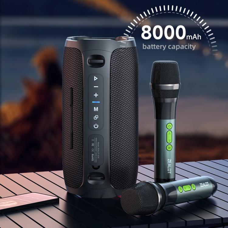 Zealot S76 50W Portable Outdoor RGB Bluetooth Speaker, with 2pcs Microphones, with 1pc Microphone, without Microphone