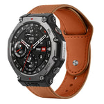 xDfind Rivet Buckle Genuine Leather Watch Band, For Amazfit T-Rex 3