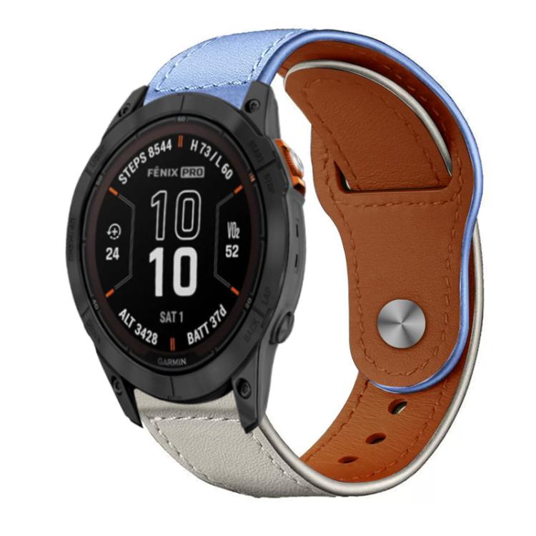 xDfind Rivet Buckle Genuine Leather Watch Band, For Garmin Fenix 8/7X/6X/5X 26mm, For Garmin Fenix 8/7/6/5 22mm