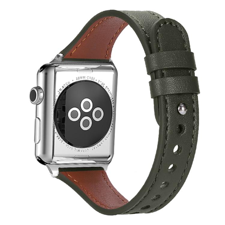 xDfind Double Ring Single Rivet Genuine Leather Watch Band, For Apple Watch 42 / 44 / 45 / 46 / 49mm, For Apple Watch 38 / 40 / 41 / S10 42mm