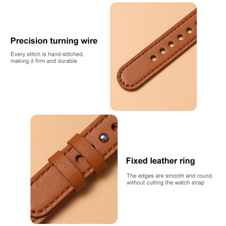 xDfind Double Ring Single Rivet Genuine Leather Watch Band, For Apple Watch 42 / 44 / 45 / 46 / 49mm, For Apple Watch 38 / 40 / 41 / S10 42mm