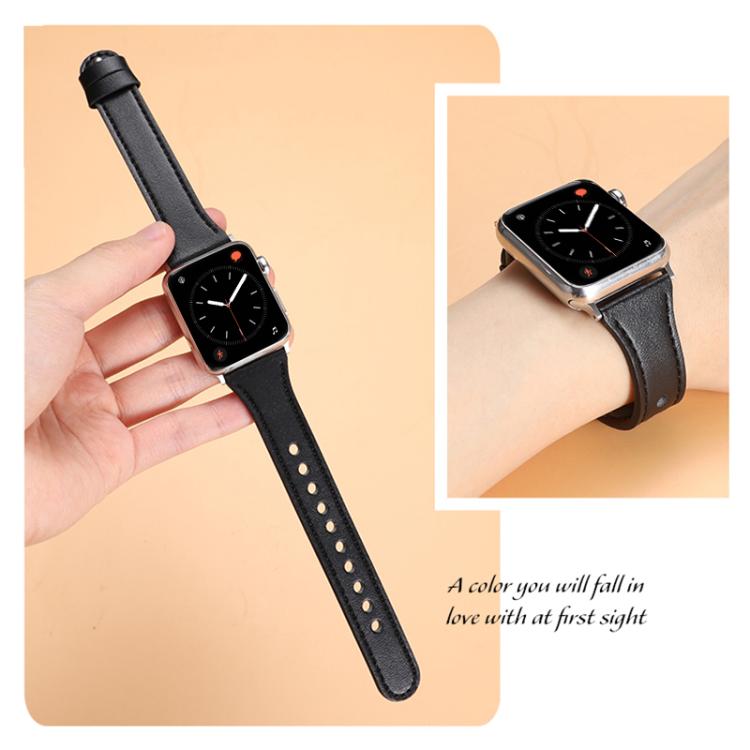 xDfind Double Ring Single Rivet Genuine Leather Watch Band, For Apple Watch 42 / 44 / 45 / 46 / 49mm, For Apple Watch 38 / 40 / 41 / S10 42mm