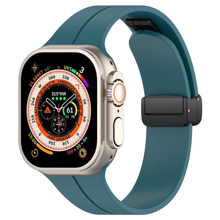 xDfind  Flat Head Groove Folding Black Buckle Silicone Watch Band, For Apple Watch 42 / 44 / 45 / 46 / 49mm, For Apple Watch 38 / 40 / 41 / S10 42mm