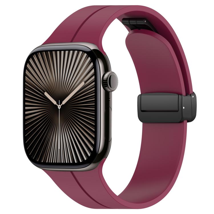 xDfind  Flat Head Groove Folding Black Buckle Silicone Watch Band, For Apple Watch 42 / 44 / 45 / 46 / 49mm, For Apple Watch 38 / 40 / 41 / S10 42mm