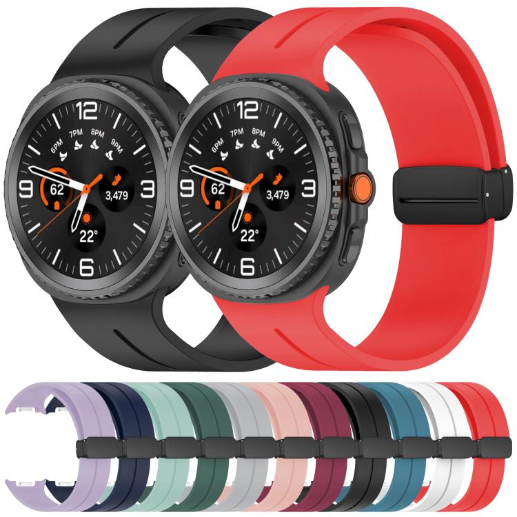 xDfind  Flat Head Groove Folding Black Buckle Silicone Watch Band, For Samsung Galaxy Watch Ultra / Ultra 2025