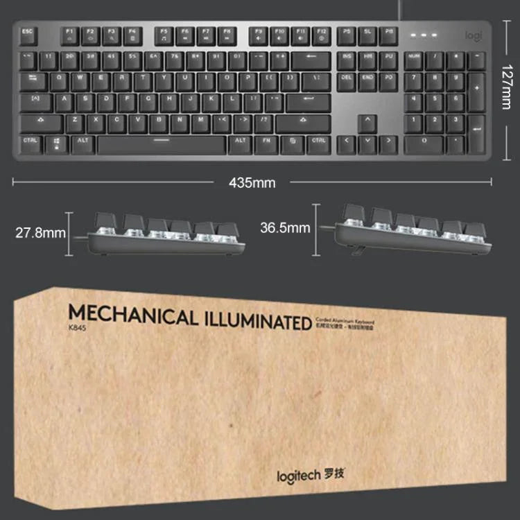 Logitech K845 Backlit Mechanical Wired Keyboard, Cable Length: 1.8m, Longhua Brown Axis, Longhua Red Axis