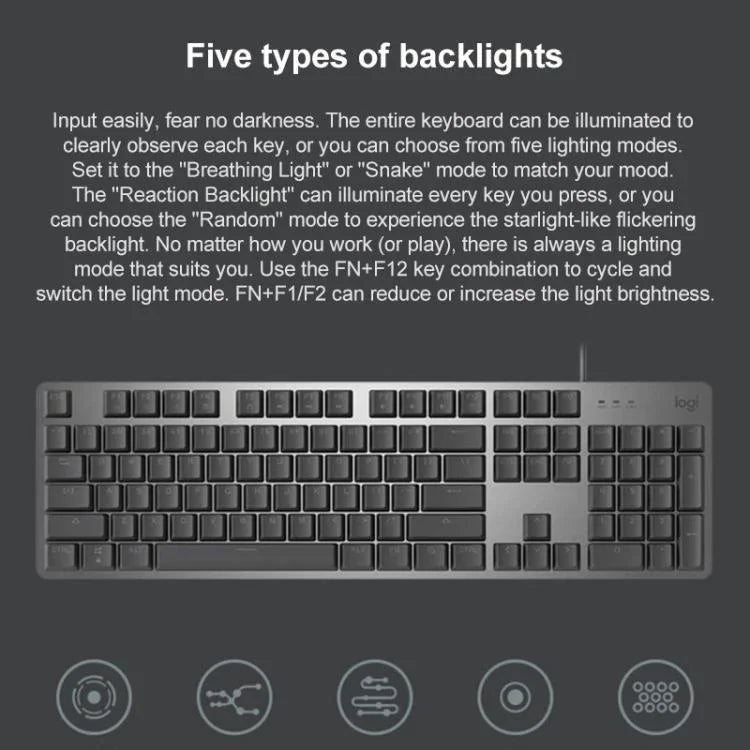Logitech K845 Backlit Mechanical Wired Keyboard, Cable Length: 1.8m, Longhua Brown Axis, Longhua Red Axis