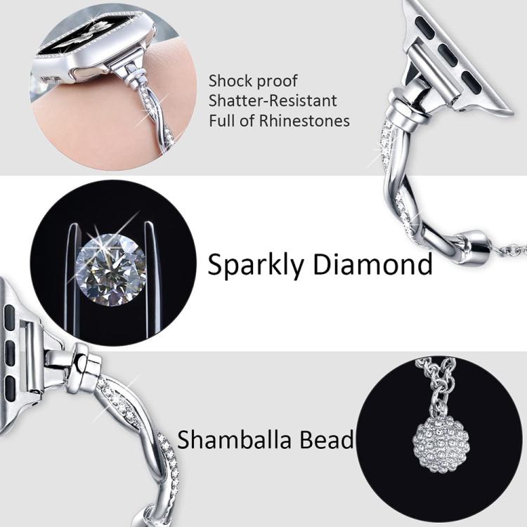 xDfind Twist Bracelet Diamond Metal Watch Band, For Apple Watch 42 / 44 / 45 / 46 / 49mm, For Apple Watch 38 / 40 / 41 / S10 42mm