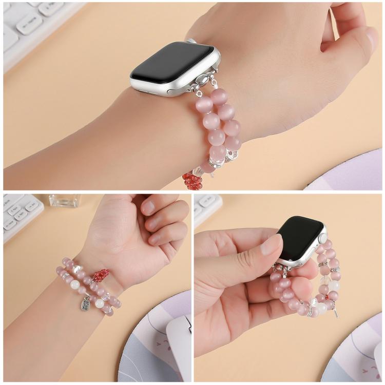 Cat Eyes Stone Beads Bracelet Watch Band, For Apple Watch 46mm / 49mm / 45mm / 44mm, For Apple Watch 42mm / 41mm / 40mm / 38mm