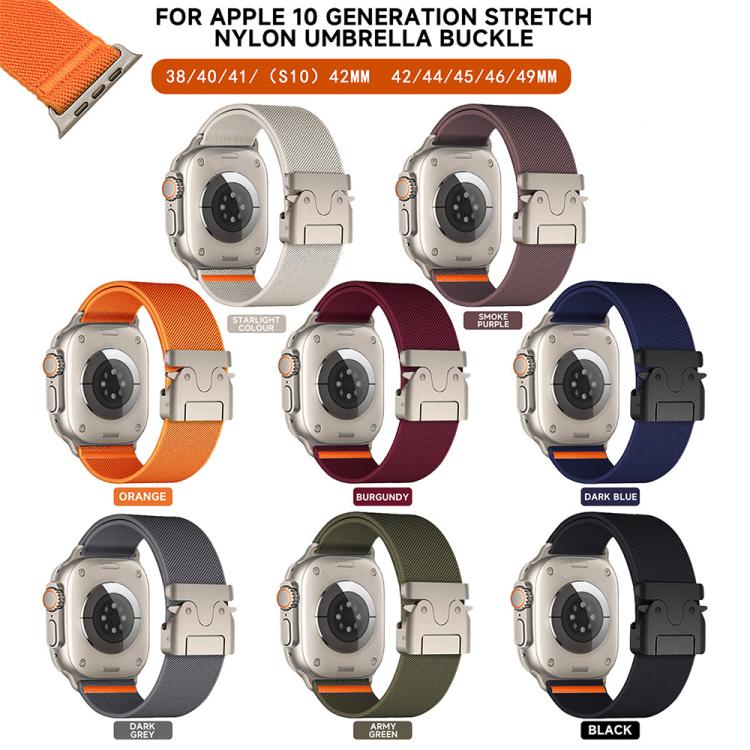 xDfind Parachute Buckle Stretch Nylon Watch Band, For Apple Watch 42 / 44 / 45 / 46 / 49mm, For Apple Watch 38 / 40 / 41 / S10 42mm