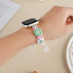 Hemp Rope Woven Flowers Drawstring Watch Band, For Apple Watch 46mm / 49mm / 45mm / 44mm, For Apple Watch 42mm / 41mm / 40mm / 38mm