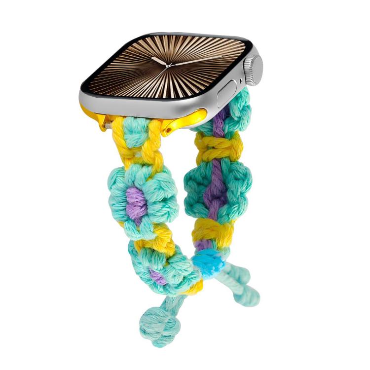 Hemp Rope Woven Flowers Drawstring Watch Band, For Apple Watch 46mm / 49mm / 45mm / 44mm, For Apple Watch 42mm / 41mm / 40mm / 38mm
