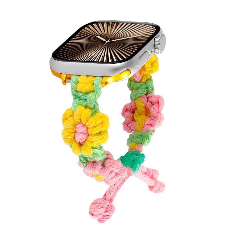 Hemp Rope Woven Flowers Drawstring Watch Band, For Apple Watch 46mm / 49mm / 45mm / 44mm, For Apple Watch 42mm / 41mm / 40mm / 38mm