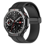 xDfind  Flat Head Groove Folding Black Buckle Silicone Watch Band, For Amazfit T-Rex 3