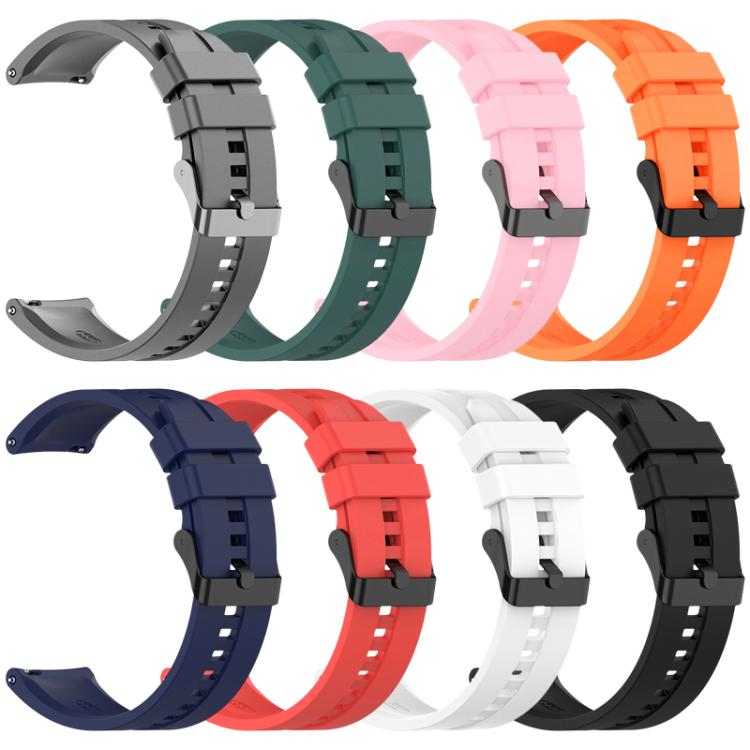 xDfind Silicone Black Buckle Watch Band, 20mm For Amazfit Active 2 / GTS4 Mini, 22mm For Huawei Watch GT5 / GT5 Pro