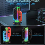 JYS NS2318 4 in 1 Game Controller Charging Dock with RGB Light, For Nintendo Switch 1 / 2, JYS-NS2318