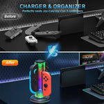 JYS NS2318 4 in 1 Game Controller Charging Dock with RGB Light, For Nintendo Switch 1 / 2, JYS-NS2318