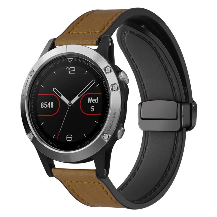 xDfind Crazy Horse Pattern Silicone Skin Magnetic Buckle Watch Band, For Garmin Fenix 8 / 7X / 6X / 5X 26mm, For Garmin Fenix 8 / 7 / 6 / 5 22mm