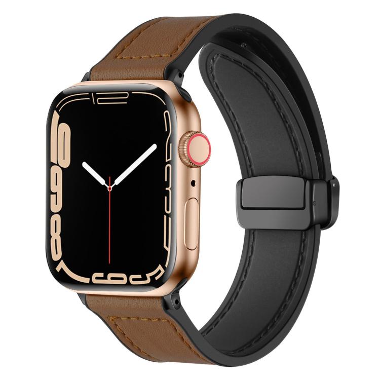 xDfind Crazy Horse Pattern Silicone Skin Magnetic Buckle Watch Band, For Apple Watch 42 / 44 / 45 / 46 / 49mm, For Apple Watch 38 / 40 / 41 / S10 42mm