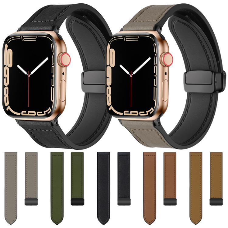 xDfind Crazy Horse Pattern Silicone Skin Magnetic Buckle Watch Band, For Apple Watch 42 / 44 / 45 / 46 / 49mm, For Apple Watch 38 / 40 / 41 / S10 42mm