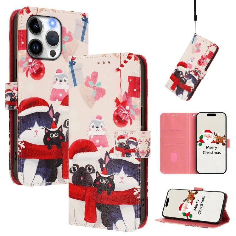 Christmas Series Buckle Leather Phone Case with Hand Strap, For iPhone 17e / 16e, For iPhone 17 Pro Max, For iPhone 17 Pro, For iPhone 17, For iPhone Air, For iPhone 16 Pro Max, For iPhone 16 Pro, For iPhone 16 Plus