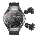 F38 Dual-ear Bluetooth Earphone Smart Watch IP67 Supports Heart Rate Monitoring, Silicone, Leather, Steel