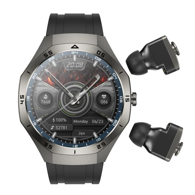 F38 Dual-ear Bluetooth Earphone Smart Watch IP67 Supports Heart Rate Monitoring, Silicone, Leather, Steel