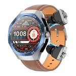 F38 Dual-ear Bluetooth Earphone Smart Watch IP67 Supports Heart Rate Monitoring, Silicone, Leather, Steel