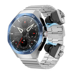 F38 Dual-ear Bluetooth Earphone Smart Watch IP67 Supports Heart Rate Monitoring, Silicone, Leather, Steel