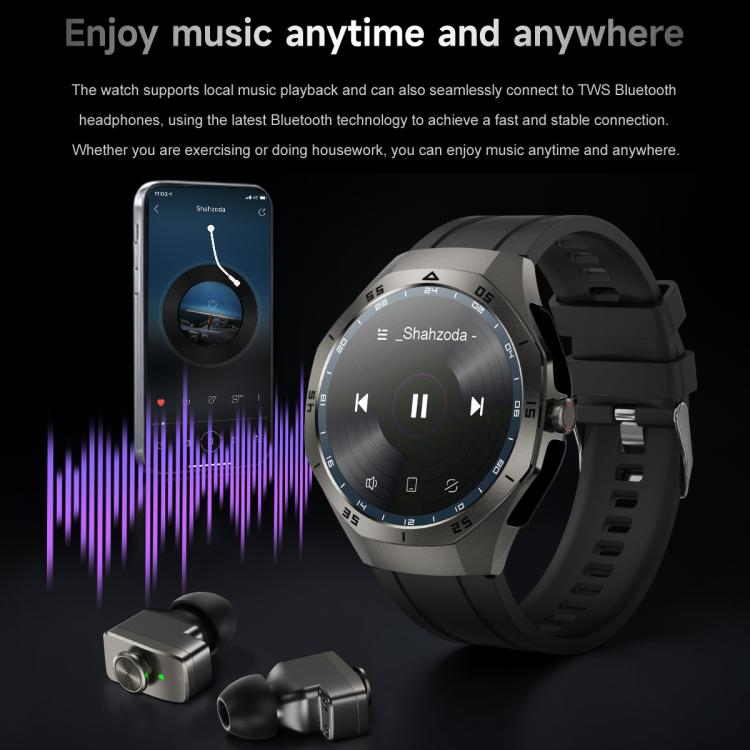F38 Dual-ear Bluetooth Earphone Smart Watch IP67 Supports Heart Rate Monitoring, Silicone, Leather, Steel