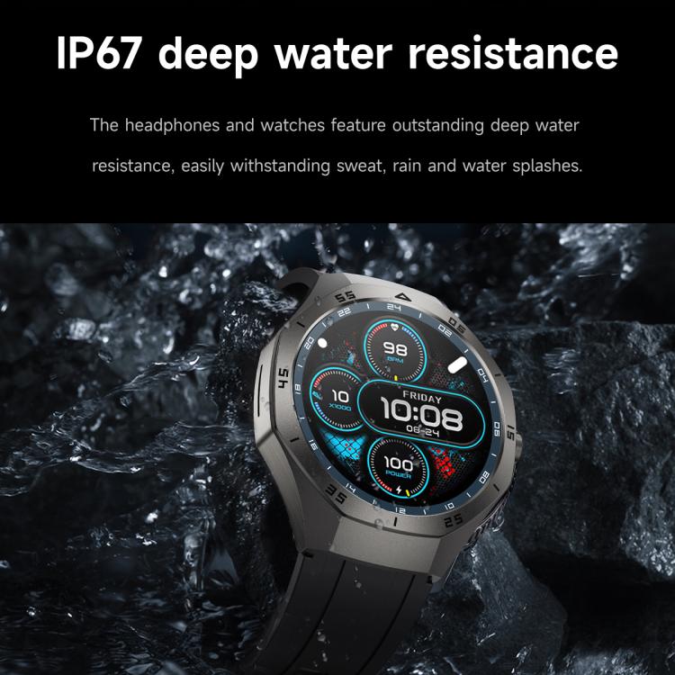 F38 Dual-ear Bluetooth Earphone Smart Watch IP67 Supports Heart Rate Monitoring, Silicone, Leather, Steel
