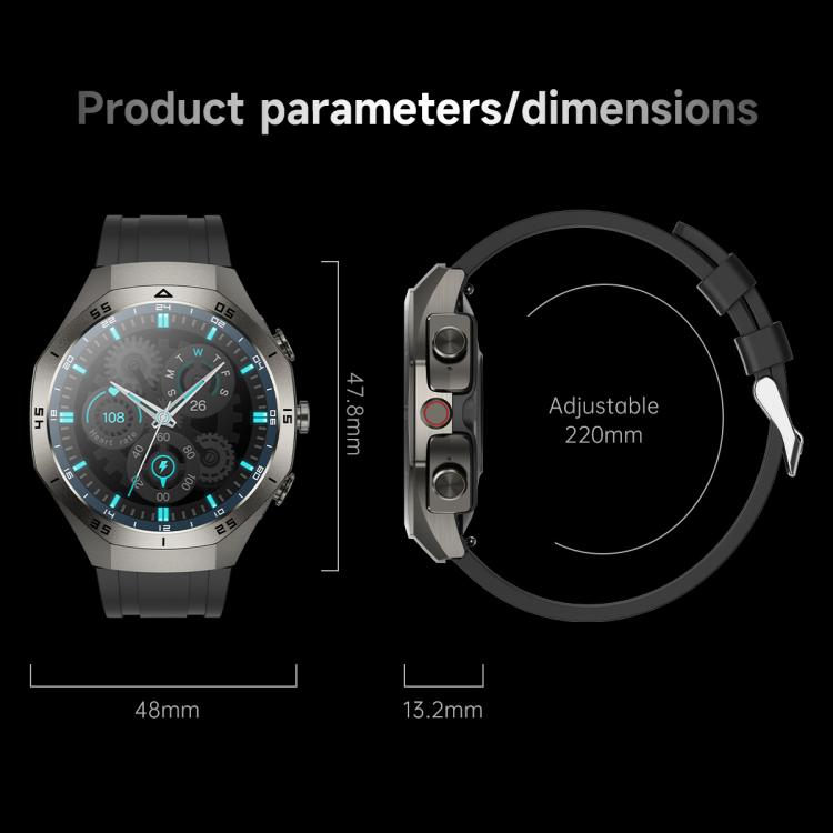 F38 Dual-ear Bluetooth Earphone Smart Watch IP67 Supports Heart Rate Monitoring, Silicone, Leather, Steel