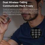 F38 Dual-ear Bluetooth Earphone Smart Watch IP67 Supports Heart Rate Monitoring, Silicone, Leather, Steel