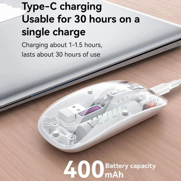 Yesido KB29 Transparent Bluetooth Dual Mode Wireless Mouse, KB29 (White), KB29 (Black)