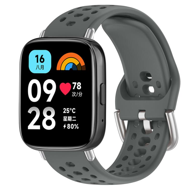 xDfind Silver Buckle Silicone Sport Watch Band, For Xiaomi Band 10 Pro / 9 Pro / Redmi Watch 6, For Redmi Watch 3 Active / Watch 3 Lite, For Redmi Watch 3