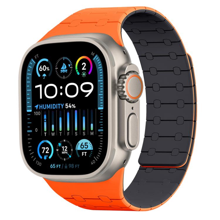 xDfind Contrasting Colors Magnetic Silicone Watch Band, For Apple Watch 42 / 44 / 45 / 46 / 49mm, For Apple Watch 38 / 40 / 41 / S10 42mm