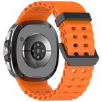 xDfind Black Buckle Ocean Solid Color Dual-row Hole Silicone Watch Band, For Samsung Galaxy Watch8 / 8 Classic