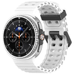 xDfind Black Buckle Ocean Solid Color Dual-row Hole Silicone Watch Band, For Samsung Galaxy Watch8 / 8 Classic