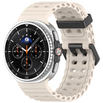 xDfind Black Buckle Ocean Solid Color Dual-row Hole Silicone Watch Band, For Samsung Galaxy Watch8 / 8 Classic