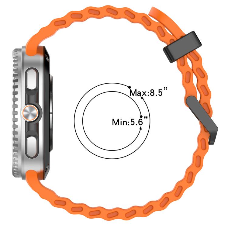 xDfind Black Buckle Ocean Solid Color Dual-row Hole Silicone Watch Band, For Samsung Galaxy Watch8 / 8 Classic