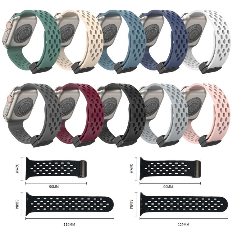 xDfind Magnetic Clasp Silicone Watch Band, For Apple Watch 42 / 44 / 45 / 46 / 49mm, For Apple Watch 38 / 40 / 41 / S10 42mm